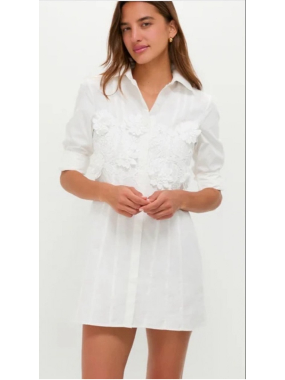 Tuckernuck HYACINTH HOUSE White Floral Applique Avery Mini Dress S - Picture 3 of 9